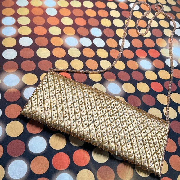 beaded long strap stunning gold purse - Picture 8 of 15